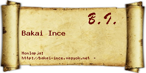 Bakai Ince névjegykártya